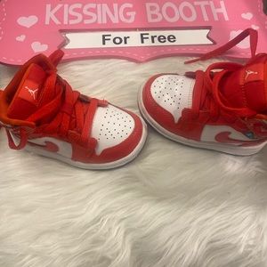 Red and white Jordans toddler size 5 in good condition